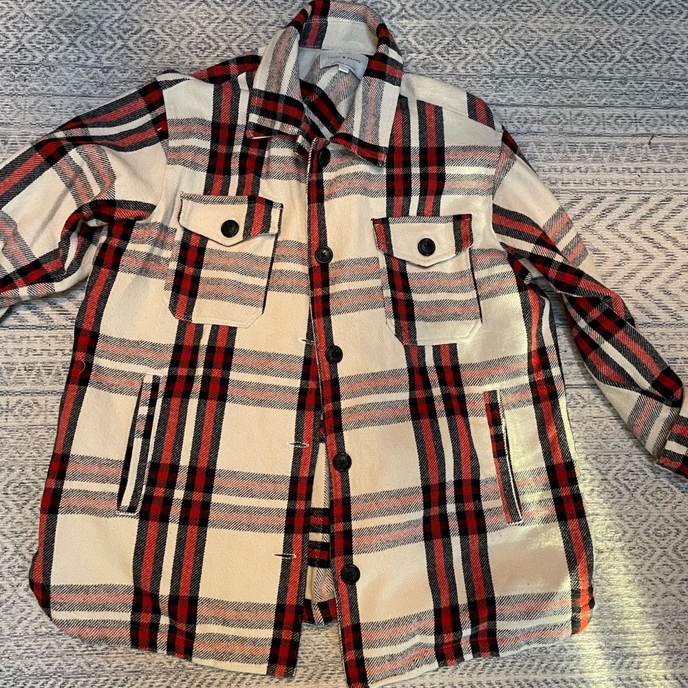 Lucky Brand Red and Black Plaid Shacket